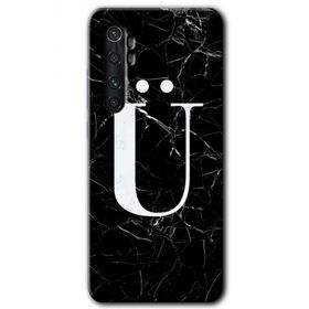 Xiaomi Mi Note 10 Lite Siyah Mermer Desenli Ü Harfi Baskılı Uyumlu Silikon Kılıf