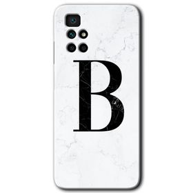 Xiaomi Redmi 10 Beyaz Mermer Desenli B Harfi Baskılı Uyumlu Silikon Kılıf