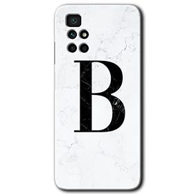 Xiaomi Redmi 10 Beyaz Mermer Desenli B Harfi Baskılı Uyumlu Silikon Kılıf