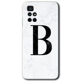 Xiaomi Redmi 10 Beyaz Mermer Desenli B Harfi Baskılı Uyumlu Silikon Kılıf