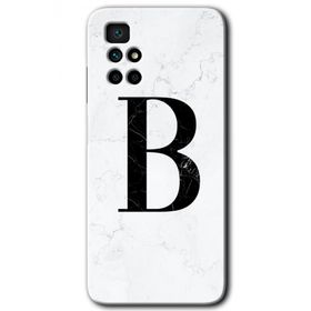 Xiaomi Redmi 10 Beyaz Mermer Desenli B Harfi Baskılı Uyumlu Silikon Kılıf