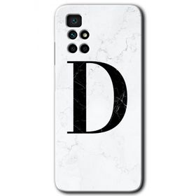Xiaomi Redmi 10 Beyaz Mermer Desenli D Harfi Baskılı Uyumlu Silikon Kılıf