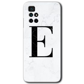 Xiaomi Redmi 10 Beyaz Mermer Desenli E Harfi Baskılı Uyumlu Silikon Kılıf
