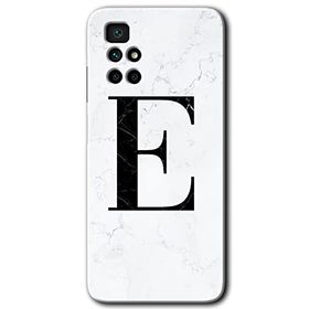 Xiaomi Redmi 10 Beyaz Mermer Desenli E Harfi Baskılı Uyumlu Silikon Kılıf