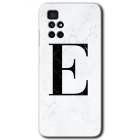 Xiaomi Redmi 10 Beyaz Mermer Desenli E Harfi Baskılı Uyumlu Silikon Kılıf