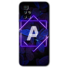 Xiaomi Redmi 10 Dark Neon Yaprak A Harfi Baskılı Uyumlu Silikon Kılıf