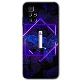 Xiaomi Redmi 10 Dark Neon Yaprak I Harfi Baskılı Uyumlu Silikon Kılıf