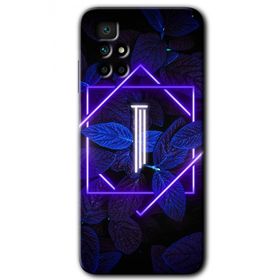 Xiaomi Redmi 10 Dark Neon Yaprak I Harfi Baskılı Uyumlu Silikon Kılıf