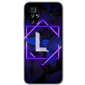Xiaomi Redmi 10 Dark Neon Yaprak L Harfi Baskılı Uyumlu Silikon Kılıf