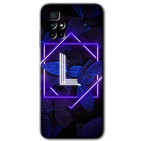 Xiaomi Redmi 10 Dark Neon Yaprak L Harfi Baskılı Uyumlu Silikon Kılıf