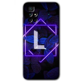 Xiaomi Redmi 10 Dark Neon Yaprak L Harfi Baskılı Uyumlu Silikon Kılıf
