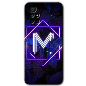 Xiaomi Redmi 10 Dark Neon Yaprak M Harfi Baskılı Uyumlu Silikon Kılıf