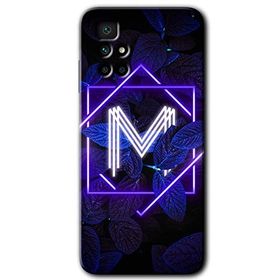 Xiaomi Redmi 10 Dark Neon Yaprak M Harfi Baskılı Uyumlu Silikon Kılıf