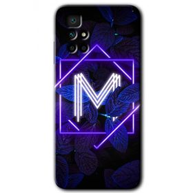 Xiaomi Redmi 10 Dark Neon Yaprak M Harfi Baskılı Uyumlu Silikon Kılıf