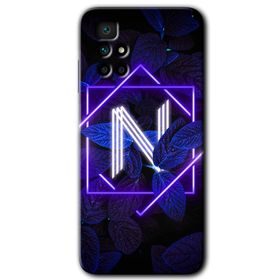 Xiaomi Redmi 10 Dark Neon Yaprak N Harfi Baskılı Uyumlu Silikon Kılıf
