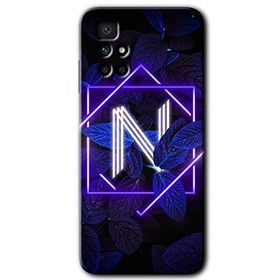 Xiaomi Redmi 10 Dark Neon Yaprak N Harfi Baskılı Uyumlu Silikon Kılıf