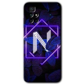 Xiaomi Redmi 10 Dark Neon Yaprak N Harfi Baskılı Uyumlu Silikon Kılıf