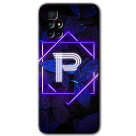 Xiaomi Redmi 10 Dark Neon Yaprak P Harfi Baskılı Uyumlu Silikon Kılıf