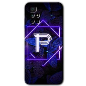 Xiaomi Redmi 10 Dark Neon Yaprak P Harfi Baskılı Uyumlu Silikon Kılıf
