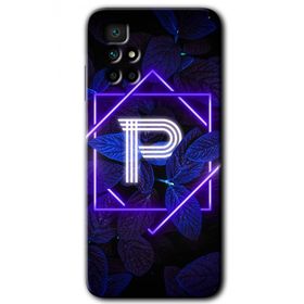 Xiaomi Redmi 10 Dark Neon Yaprak P Harfi Baskılı Uyumlu Silikon Kılıf