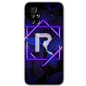 Xiaomi Redmi 10 Dark Neon Yaprak R Harfi Baskılı Uyumlu Silikon Kılıf