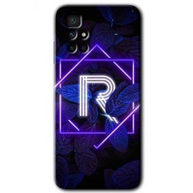 Xiaomi Redmi 10 Dark Neon Yaprak R Harfi Baskılı Uyumlu Silikon Kılıf