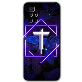 Xiaomi Redmi 10 Dark Neon Yaprak T Harfi Baskılı Uyumlu Silikon Kılıf