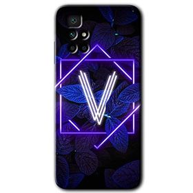 Xiaomi Redmi 10 Dark Neon Yaprak V Harfi Baskılı Uyumlu Silikon Kılıf
