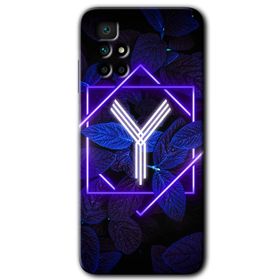 Xiaomi Redmi 10 Dark Neon Yaprak Y Harfi Baskılı Uyumlu Silikon Kılıf