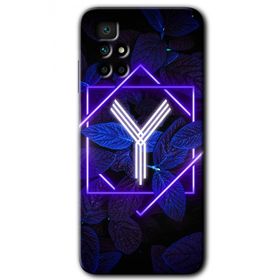 Xiaomi Redmi 10 Dark Neon Yaprak Y Harfi Baskılı Uyumlu Silikon Kılıf