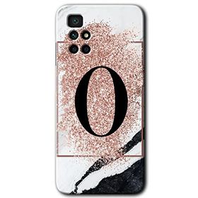 Xiaomi Redmi 10 Pembe Mermer Desenli O Harfi Baskılı Uyumlu Silikon Kılıf