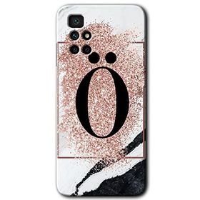 Xiaomi Redmi 10 Pembe Mermer Desenli O Harfi Baskılı Uyumlu Silikon Kılıf