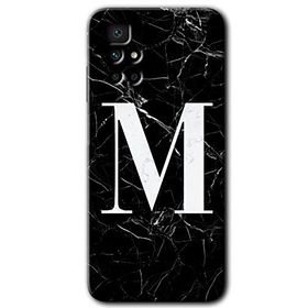 Xiaomi Redmi 10 Siyah Mermer Desenli M Harfi Baskılı Uyumlu Silikon Kılıf