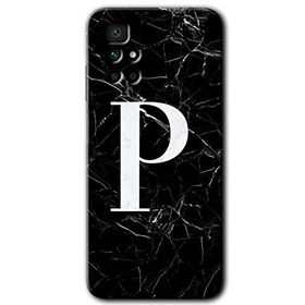 Xiaomi Redmi 10 Siyah Mermer Desenli P Harfi Baskılı Uyumlu Silikon Kılıf