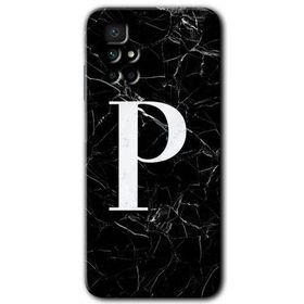 Xiaomi Redmi 10 Siyah Mermer Desenli P Harfi Baskılı Uyumlu Silikon Kılıf