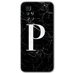 Xiaomi Redmi 10 Siyah Mermer Desenli P Harfi Baskılı Uyumlu Silikon Kılıf