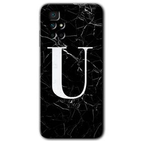 Xiaomi Redmi 10 Siyah Mermer Desenli U Harfi Baskılı Uyumlu Silikon Kılıf