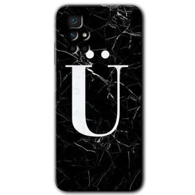 Xiaomi Redmi 10 Siyah Mermer Desenli U Harfi Baskılı Uyumlu Silikon Kılıf