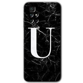 Xiaomi Redmi 10 Siyah Mermer Desenli U Harfi Baskılı Uyumlu Silikon Kılıf