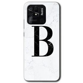 Xiaomi Redmi 10C Beyaz Mermer Desenli B Harfi Baskılı Uyumlu Silikon Kılıf