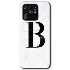 Xiaomi Redmi 10C Beyaz Mermer Desenli B Harfi Baskılı Uyumlu Silikon Kılıf