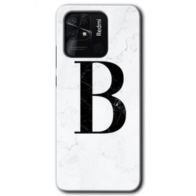 Xiaomi Redmi 10C Beyaz Mermer Desenli B Harfi Baskılı Uyumlu Silikon Kılıf