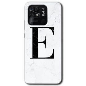 Xiaomi Redmi 10C Beyaz Mermer Desenli E Harfi Baskılı Uyumlu Silikon Kılıf