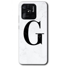 Xiaomi Redmi 10C Beyaz Mermer Desenli G Harfi Baskılı Uyumlu Silikon Kılıf