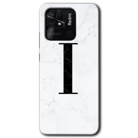 Xiaomi Redmi 10C Beyaz Mermer Desenli İ Harfi Baskılı Uyumlu Silikon Kılıf