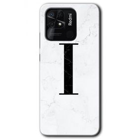 Xiaomi Redmi 10C Beyaz Mermer Desenli İ Harfi Baskılı Uyumlu Silikon Kılıf
