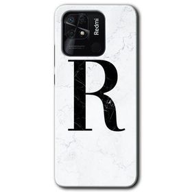 Xiaomi Redmi 10C Beyaz Mermer Desenli R Harfi Baskılı Uyumlu Silikon Kılıf