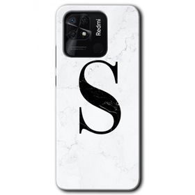 Xiaomi Redmi 10C Beyaz Mermer Desenli S Harfi Baskılı Uyumlu Silikon Kılıf