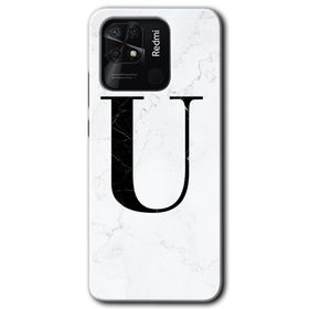 Xiaomi Redmi 10C Beyaz Mermer Desenli Ü Harfi Baskılı Uyumlu Silikon Kılıf