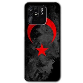 Xiaomi Redmi 10C Black Ayyıldız Baskılı Uyumlu Silikon Kılıf